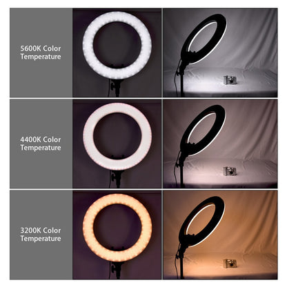 Fosoto R48B 48W 3200-5600K 432 LED iluminación fotográfica regulable foto de cámara teléfono fotografía anillo lámpara de luz y soporte de trípode