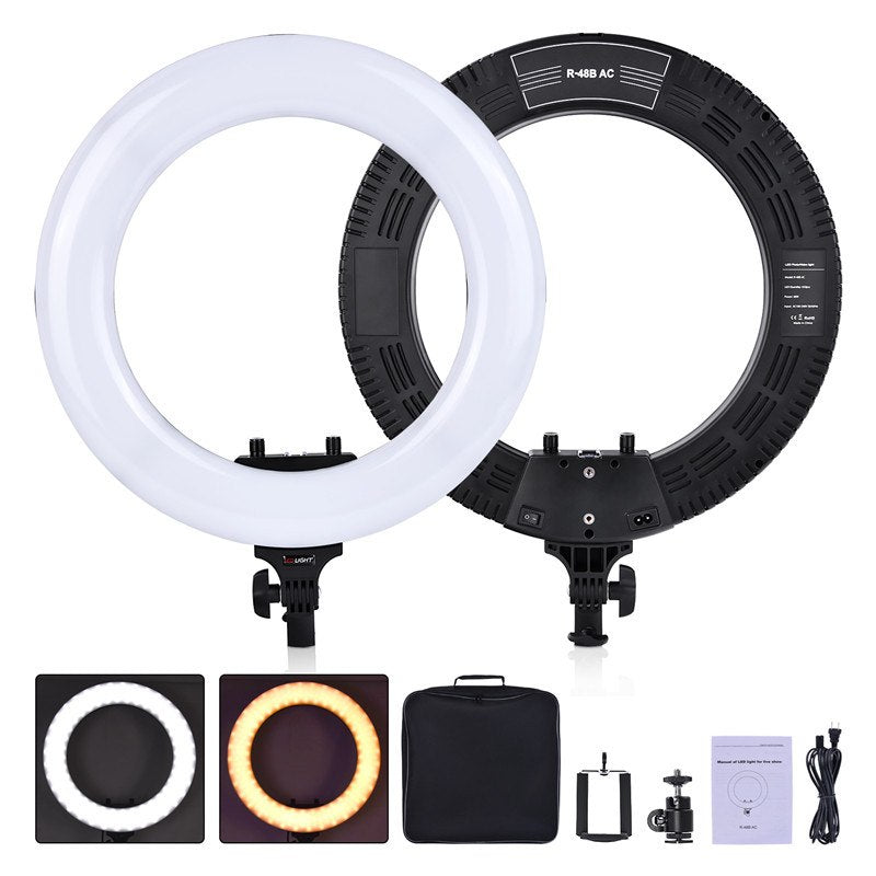 fosoto R48B 48W 3200-5600K 432 LEDs Photographic Lighting Dimmable Camera Photo Phone Photography Ring Light Lamp&tripod Stand
