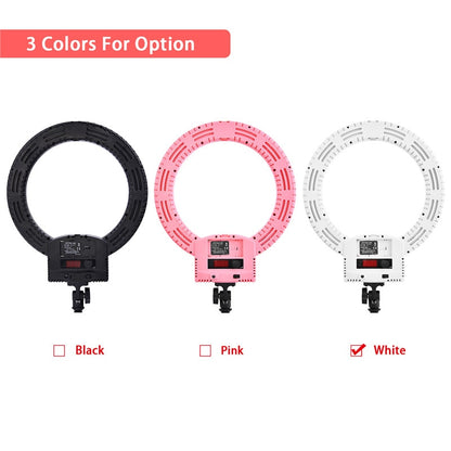 FOSOTO RL-12 Led Photographic Lighting 3200-5600K 3 Hot Shoes For Camera Phone Makeup Photography Ring Light Selfie Lamp Stand