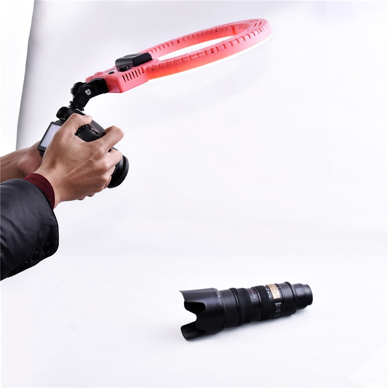 FOSOTO RL-12 Led Photographic Lighting 3200-5600K 3 Hot Shoes For Camera Phone Makeup Photography Ring Light Selfie Lamp Stand