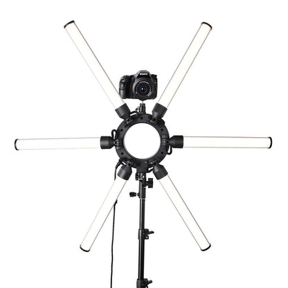 fosoto TL-1200S Photographic lighting 6 Tubes 336 leds 3200-5500K 120W Dimmable Camera Photo Phone Video Ring Light Lamp Stand