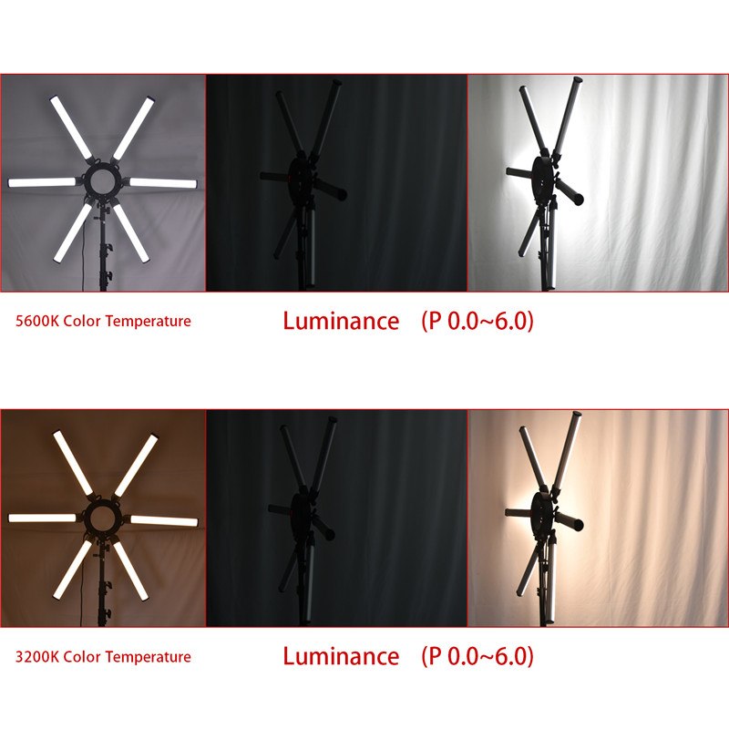 fosoto TL-1200S Photographic lighting 6 Tubes 336 leds 3200-5500K 120W Dimmable Camera Photo Phone Video Ring Light Lamp Stand