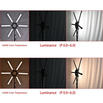 fosoto TL-1200S Photographic lighting 6 Tubes 336 leds 3200-5500K 120W Dimmable Camera Photo Phone Video Ring Light Lamp Stand