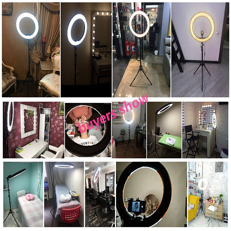 FOSOTO RL-18 240LED 5500K Dimmable Photography/Photo/Studio/Phone/Video Ring Light Lamp&Tripod Stand For Canon Nikon Dslr Camera