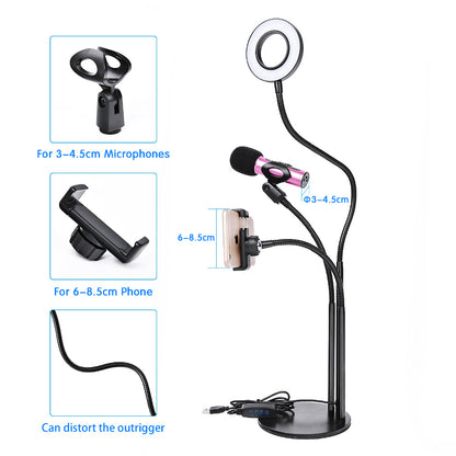 fosoto Led Selfie Ring Light Lamp&Phone Holder Phone Photo Dimmable Camera Video Photographic Lighting For Live Stream Makeup