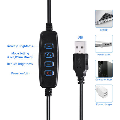 fosoto Led Selfie Ring Light Lamp&Phone Holder Phone Photo Dimmable Camera Video Photographic Lighting For Live Stream Makeup