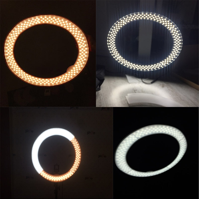 fosoto RL-18 Photography Lighting Video Studio Digital photo Camera & stand &3 Wheels Kit 5500K Dimmable240 LED Ring Light Lamp