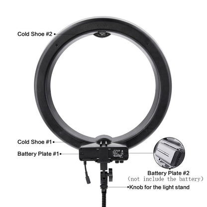 fosoto 55W 5500K 240 LED Makeup Photographic Lighting Dimmable Camera Photo video Phone Photography Ring Light Lamp&battery slot - FOSOTOfosoto 55W 5500K 240 LED Makeup Photographic Lighting Dimmable Camera Photo video Phone Photography Ring Light Lamp&battery slot