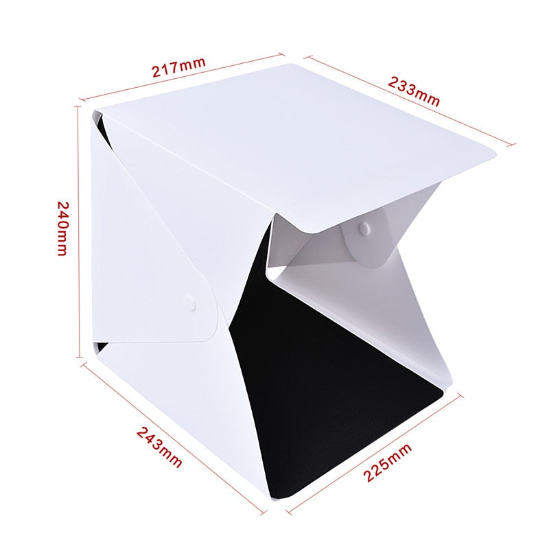 fosoto Portable LED Light Folding Studio Diffuse Soft Box 24cm 9" Black White Mini Photography Background Photo Studio lightbox