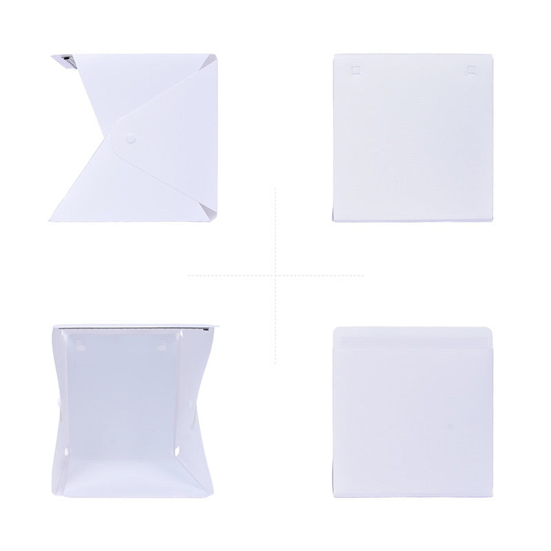 fosoto Portable LED Light Folding Studio Diffuse Soft Box 24cm 9" Black White Mini Photography Background Photo Studio lightbox
