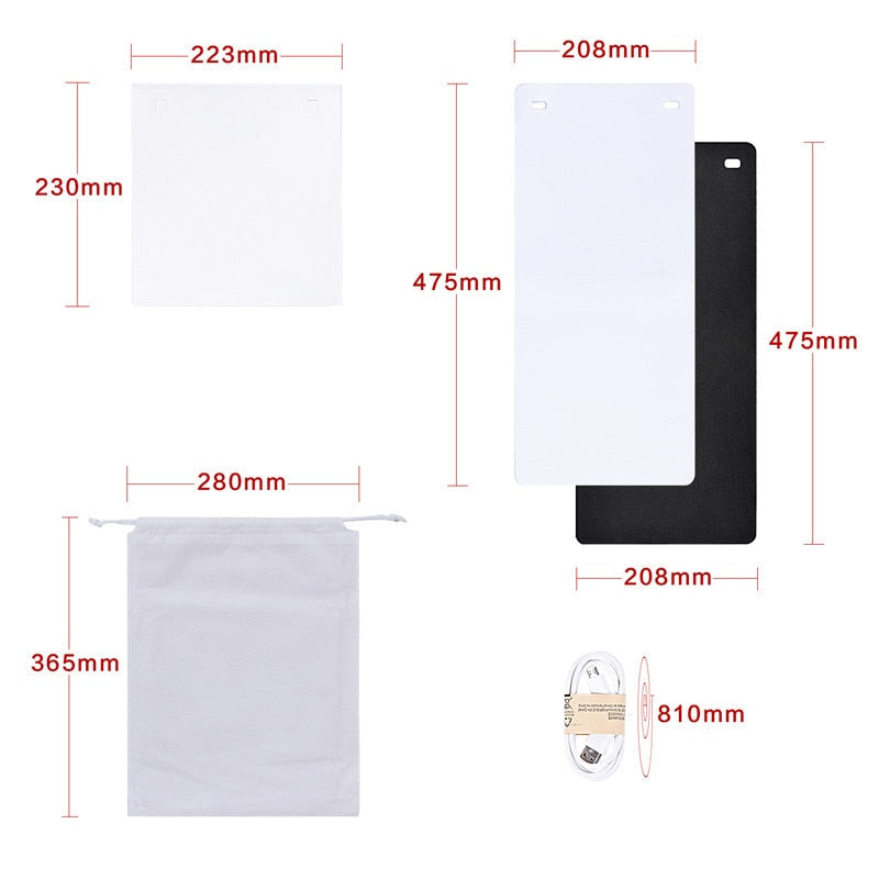 fosoto Portable LED Light Folding Studio Diffuse Soft Box 24cm 9" Black White Mini Photography Background Photo Studio lightbox