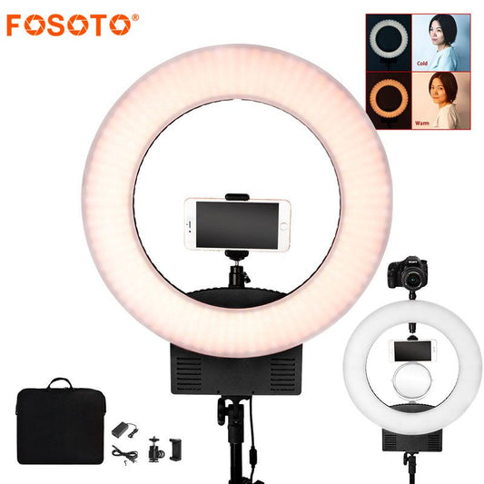 fosoto RL-12 Photographic lighting Bi-color 3200K-5600K CRI93 Two HOT Shoes For Camera Photo Studio Phone Video Ring Light Lamp