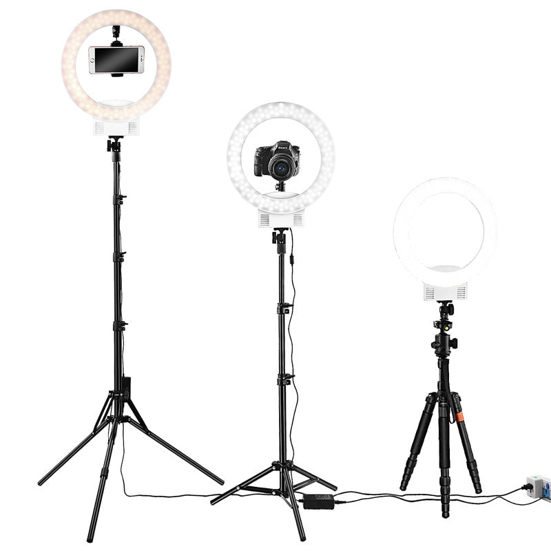 Fosoto RL-12 iluminación fotográfica bicolor 3200K-5600K CRI93 dos zapatos calientes para cámara foto estudio teléfono Video anillo lámpara de luz