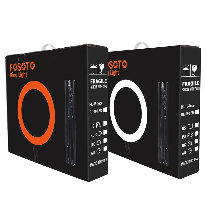 Fosoto RL-12 iluminación fotográfica bicolor 3200K-5600K CRI93 dos zapatos calientes para cámara foto estudio teléfono Video anillo lámpara de luz