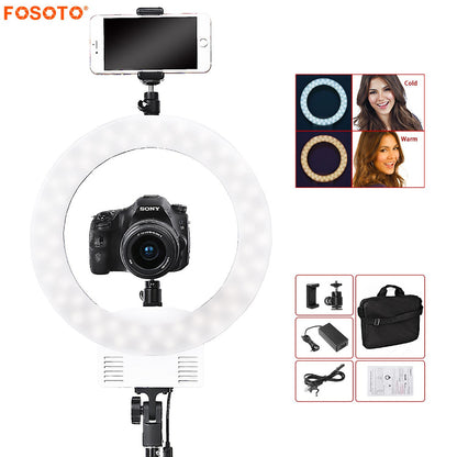 fosoto RL-12 Bi-color Photographic lighting 3 Hot Shoe 3200-5600K 240 Leds Selfie Ring Lamp For Phone Camera Video Photo Makeup
