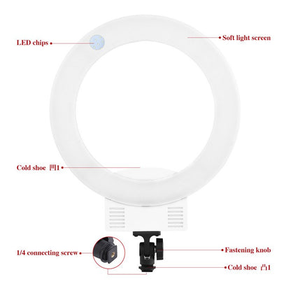 fosoto RL-12 Bi-color Photographic lighting 3 Hot Shoe 3200-5600K 240 Leds Selfie Ring Lamp For Phone Camera Video Photo Makeup