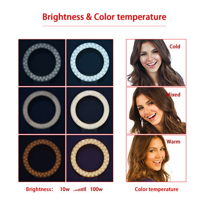 fosoto RL-12 Bi-color Photographic lighting 3 Hot Shoe 3200-5600K 240 Leds Selfie Ring Lamp For Phone Camera Video Photo Makeup