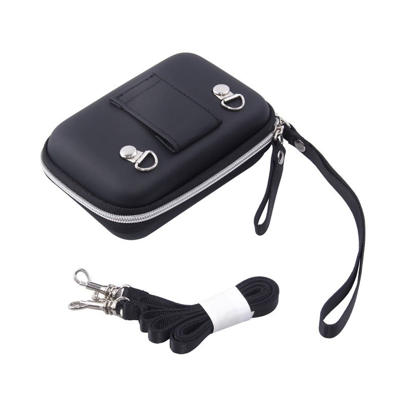 fosoto New Portable Mini Hard Storage Bag Shoulder Strap EVA/PU Bags for Earphone Headphone SD Cards Cable Cord Wire Coin Purse