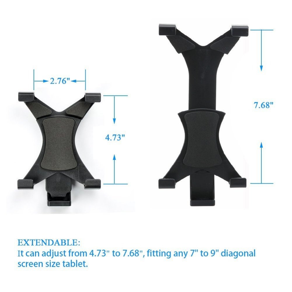 fosoto Flexible Tablet Holder Mount Adapter For Ipad Tripod Smartphone (4.8 - 7.8 Inch Adjustable Width) For iPad mini 4 3 2 1