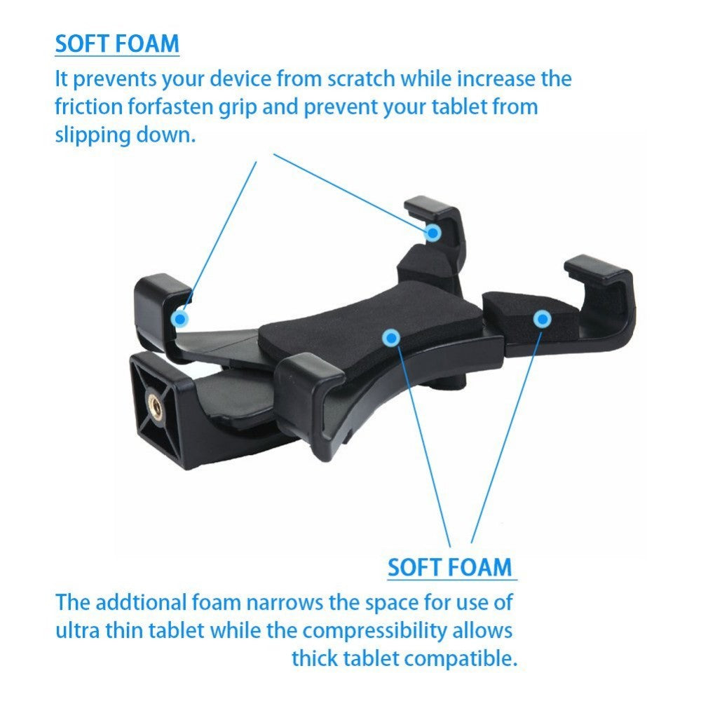 fosoto Flexible Tablet Holder Mount Adapter For Ipad Tripod Smartphone (4.8 - 7.8 Inch Adjustable Width) For iPad mini 4 3 2 1